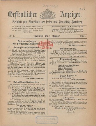 1. Januar-30. März 1888 = No. 1-76