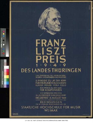 Originaltitel: Franz Liszt Preis 1949 des Landes Thüringen
