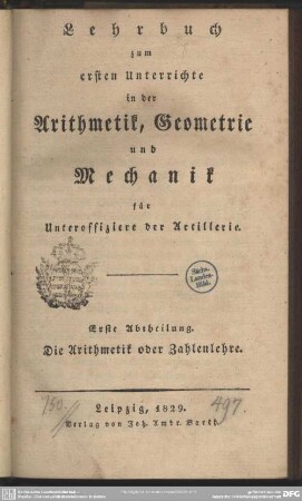 1: Die Arithmetik oder Zahlenlehre