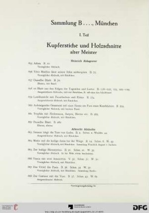 I. Teil: Kupferstiche und Holzschnitte alter Meister (Nr. 855-1132)