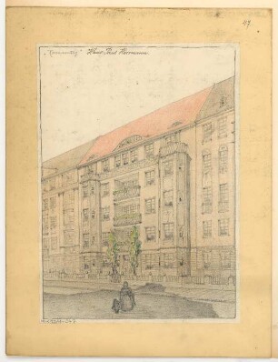 Mietshausfassade, Berlin Monatskonkurrenz Januar 1911: Perspektivische Ansicht