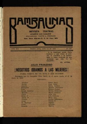 ¡Nosotros odiamos a las mujeres! : farsa cómica en un acto y dos cuadros