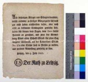 Aufruf des Rates zu Leipzig zu Einschreibung zur Bürgergarde