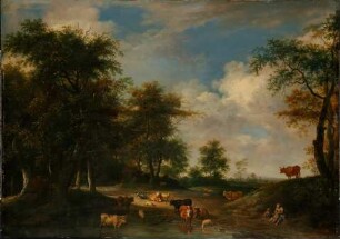 Waldlandschaft mit Herde