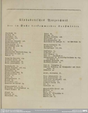 Alphabetisches Verzeichnis der im Buche vorkommenden Kunstwörter