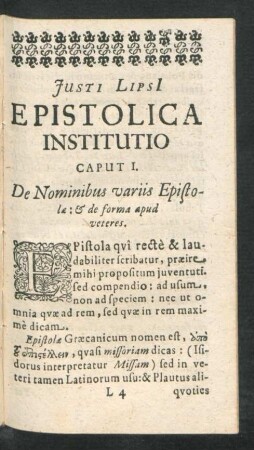 Caput I. De Nominibus variis Epistola: & de forma apud veteres.