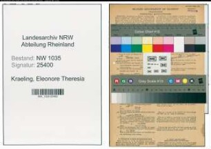 Entnazifizierung Eleonore Theresia Kraeling , geb. 04.08.1907 (Lehrerin)