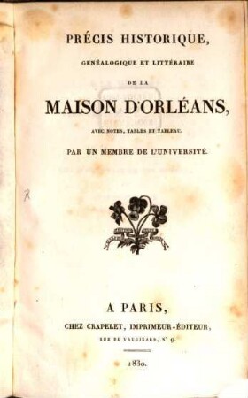 Précis historique de la maison d'Orleans