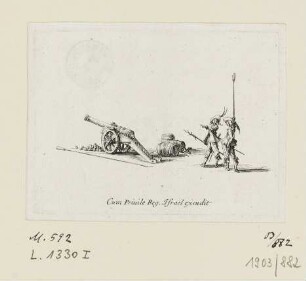 Übung in der Vorbereitung zum Schießen mit der Kanone, Blatt 10 der Folge "Excercices Militaires"