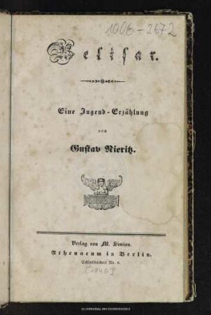 Belisar : eine Jugend-Erzählung