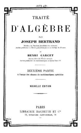 Partie 2: Traité d'algèbre. Deuxième Partie