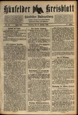Erste Ausgabe vom Dienstag, den 16. Februar 1926.