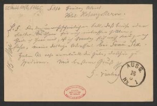 Brief an Ludwig Strecker  und B. Schott's Söhne : 15.05.1885