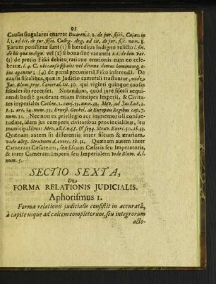 Sectio sexta, De forma relationis judicialis.