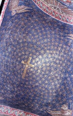 Mosaikdekoration — Kreuz und Evangelistensymbole