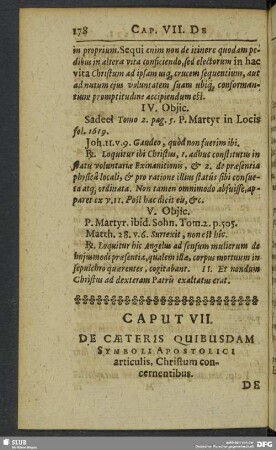 Caput VII. De Caeteris Quibusdam Symboli Apostoloci articulis, Christum concernentibus