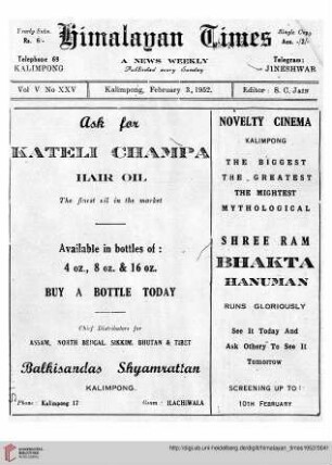 No. XXV (03 February 1952)