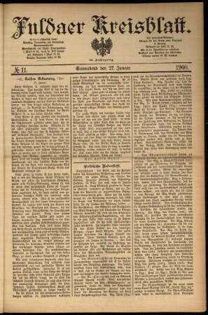Erste Ausgabe vom Samstag, den 27. Januar 1900.