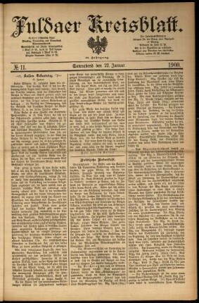 Erste Ausgabe vom Samstag, den 27. Januar 1900.