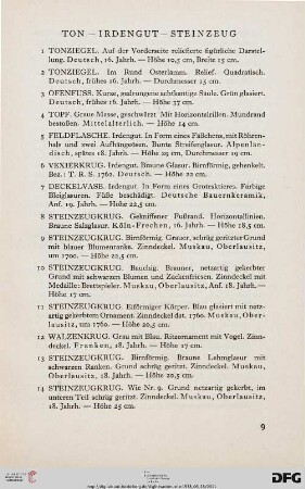 Ton – Irdengut – Steinzeug (Nr. 1-6)