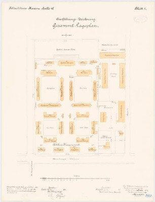 Feldartilleriekaserne, Halle/Saale: Lageplan 1:1000