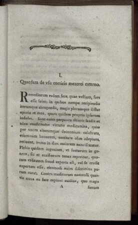 I. Quaedam de usu corticis mezerei externo.