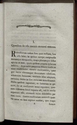 I. Quaedam de usu corticis mezerei externo.