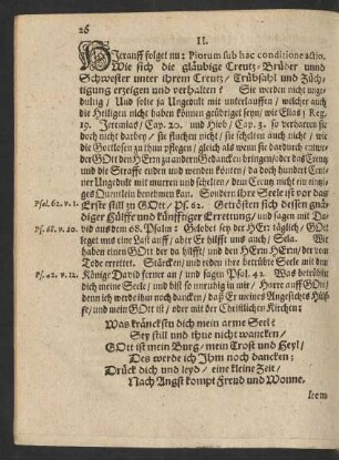 II. [Darauff folget nu: Piorum sub hac conditione actio.]