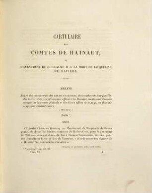 Cartulaire des Comtes de Hainaut : De l'avènement de Guillaume II a la mort de Jacqueline de Bavière, 6