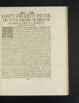Declamatio Prior, De Vita Baldis De Ubaldi Perusini ...
