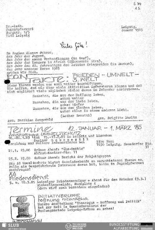 1985,Jan.: Kontakte : Informations-Rundbrief des Jugendpfarramts Leipzig