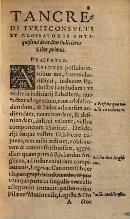 Tancredi Ivrisconsvlti Ac Glossatoris Vetvstissimi, De Ordine Iudicario Libri Quatuor