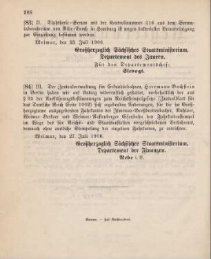 83. Ministerialbekanntmachung, betreffend Einziehung von Diphtherie-Serum