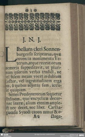 Libellum cleri Sonnenburgensis scripturus, ...