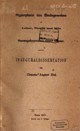 Hyperplasie des Bindegewebes in Leber, Nieren und Milz bei Stauungshyperämie dieser Organe : Inauguraldissertation