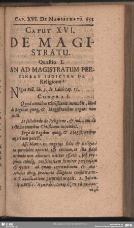 Caput XVI. De Magistratu