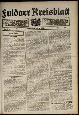 Erste Ausgabe vom Donnerstag, den 06. März 1913.