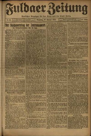 Ausgabe vom Dienstag, den 17. Januar 1922.