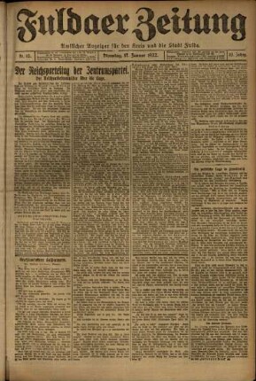 Ausgabe vom Dienstag, den 17. Januar 1922.