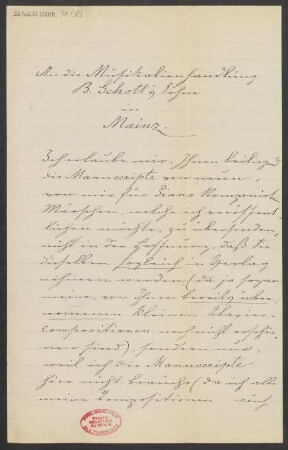 Brief an B. Schott's Söhne : 06.06.1886