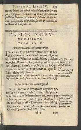 De Fide Instrumentorum. Titulus XI.