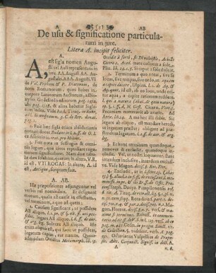 De usu & significatione particularum in jure
