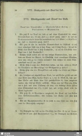 XVII. Gleichgewicht und Druck der Luft