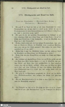 XVII. Gleichgewicht und Druck der Luft