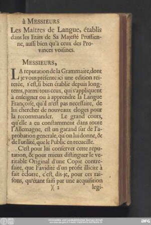 [Nouvelle Et Parfaite Grammaire Royale Françoise Et Allemande]