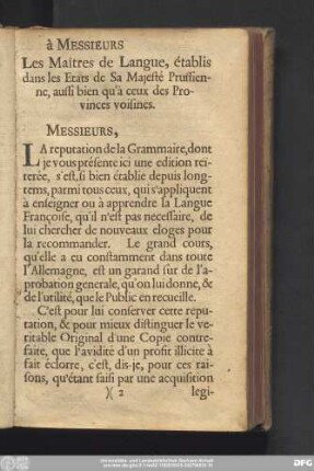 [Nouvelle Et Parfaite Grammaire Royale Françoise Et Allemande]