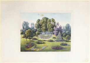 Die Blumengärten vom Turmbalkon des Schlosses aus gesehen, Tafel XII der "Andeutungen über Landschaftsgärtnerei"