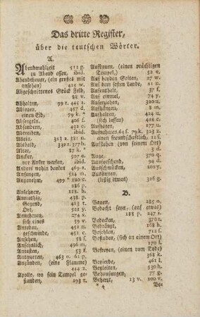 Das dritte Register, über die teutschen Wörter.