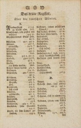 Das dritte Register, über die teutschen Wörter.