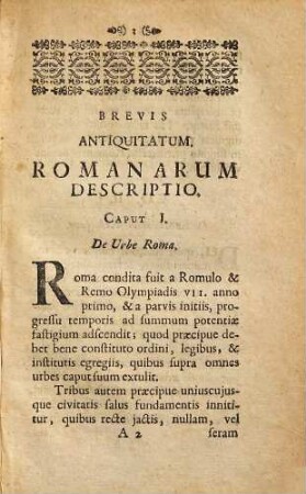 Petri Burmanni Viri Clar. Antiquitatum Romanarum Brevis Descriptio
